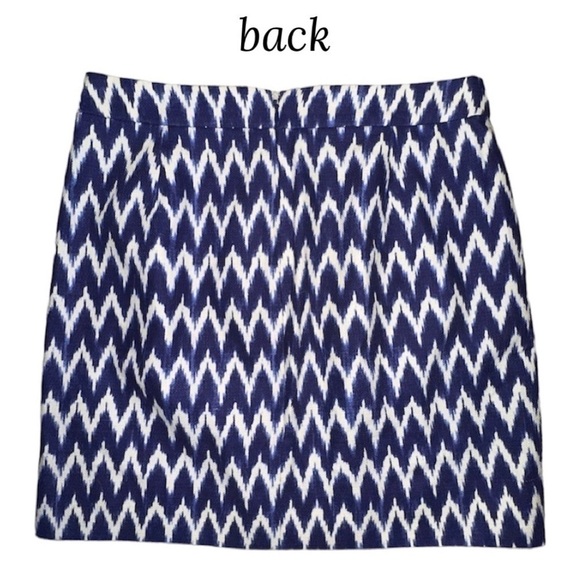 J. CREW Blue White Zig Zag Jacquard Mini Skirt Pockets Suit Career Chic Women 4 - Picture 8 of 14